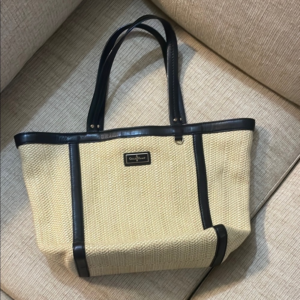 Cole Haan woven and with black trim summer bag with Minimalist Design